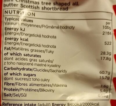 All butter mini shortbread trees - Nutrition facts - fr