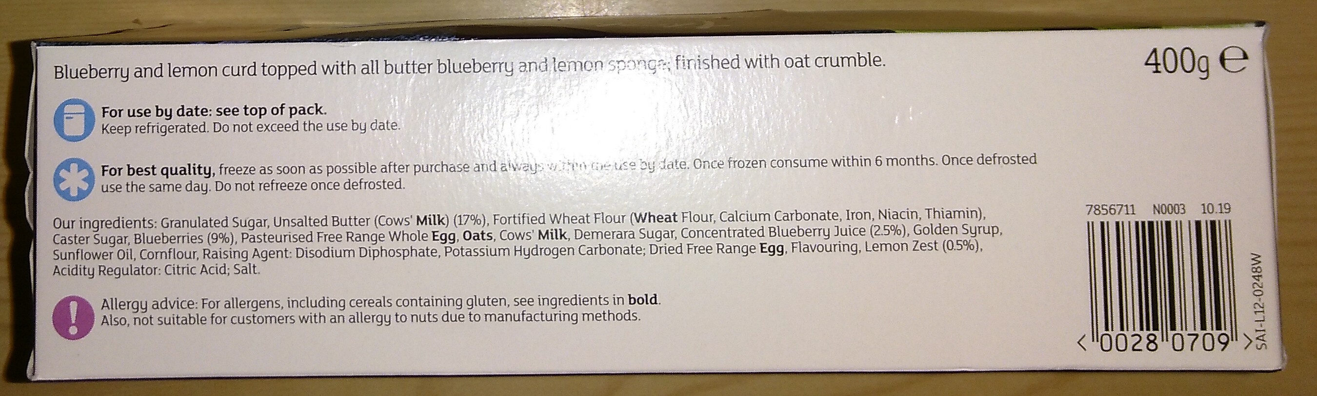 Blueberry and lemon sponge pudding - Ingredients