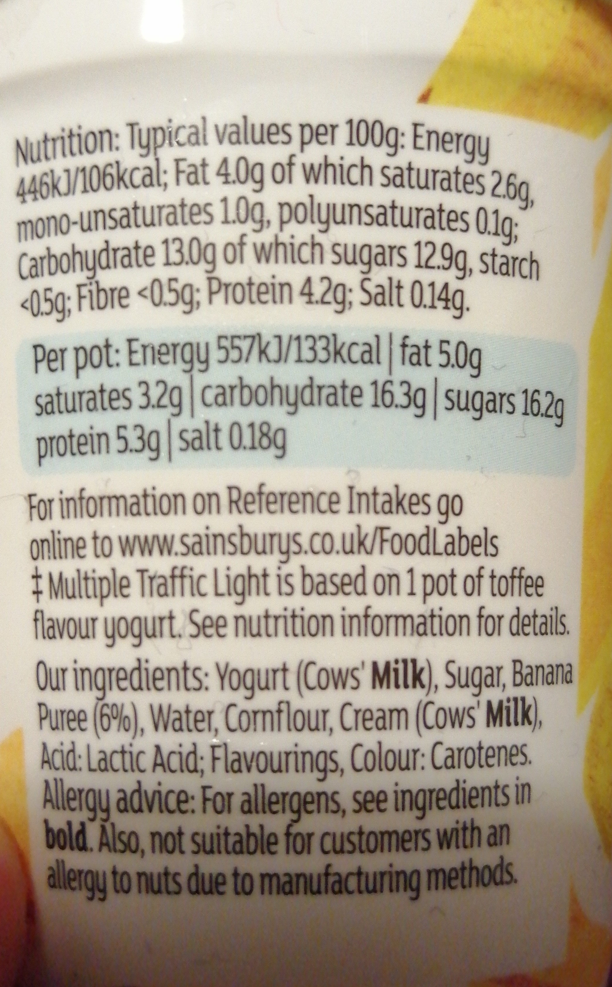 banana custard yogurt - Ingredients