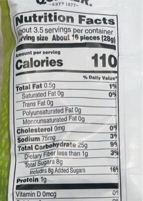 Apple cinnamon flavored rice crisps - Nutrition facts