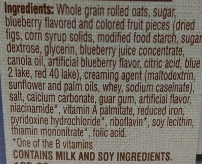 Instant oatmeal blueberries & cream - Ingredients
