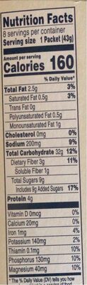 Banana & maple instant oatmeal - Nutrition facts