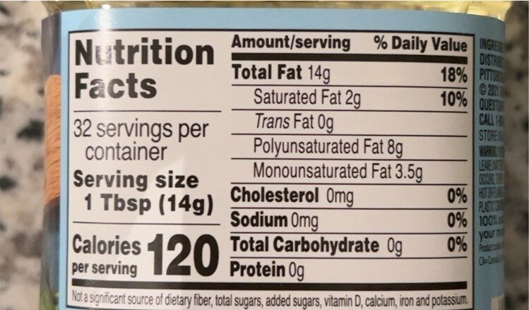 Vegetable Oil - Nutrition facts