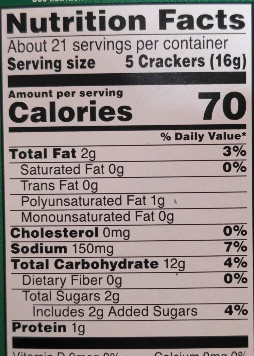 club crackers - Nutrition facts