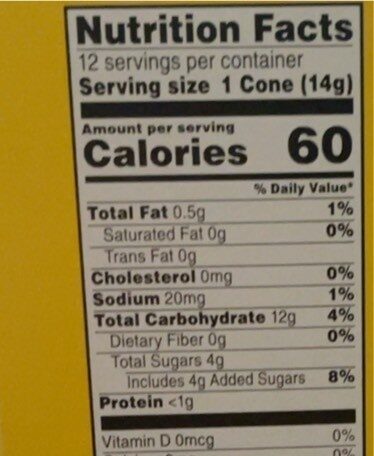 Waffle cones - Nutrition facts