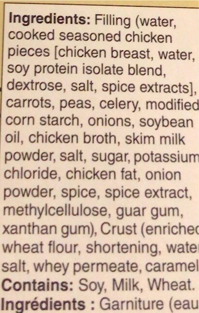Chicken Pot Pie - Nutrition facts