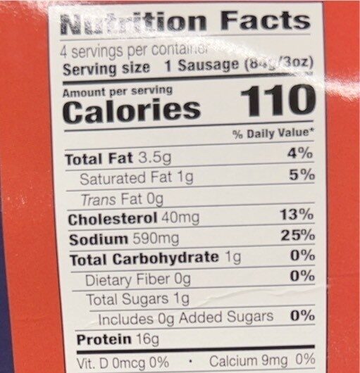 Oktoberfest Chicken Sausage - Nutrition facts