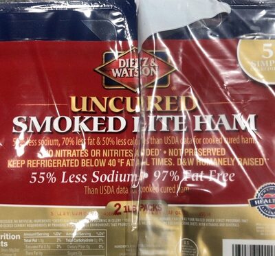 Dietz & Watson, Uncured smoked lite ham, barcode: 0031506401176, has 0 potentially harmful, 0 questionable, and
    1 added sugar ingredients.