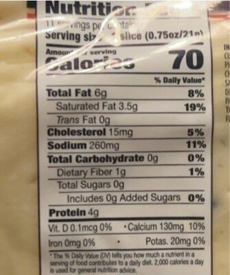 Roasted Garlic Cheddar Cheese - Nutrition facts