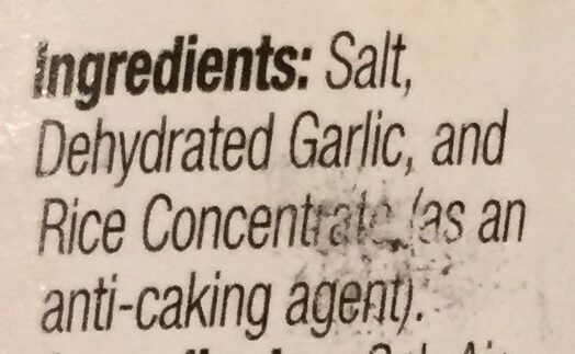Garlic salt - Ingredients