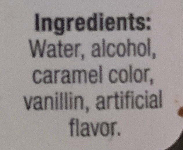 Imitation Vanilla - Ingredients