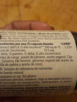 Vitamina e - Ingredients