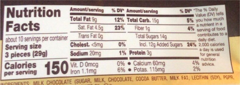 Nuggets milk chocolate with almonds - Información nutricional - en