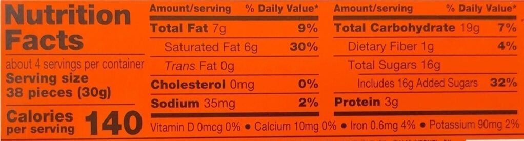 Pieces - Nutrition facts