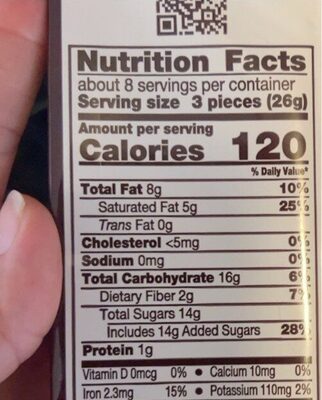 Special dark mildly sweet chocolate - Nutrition facts