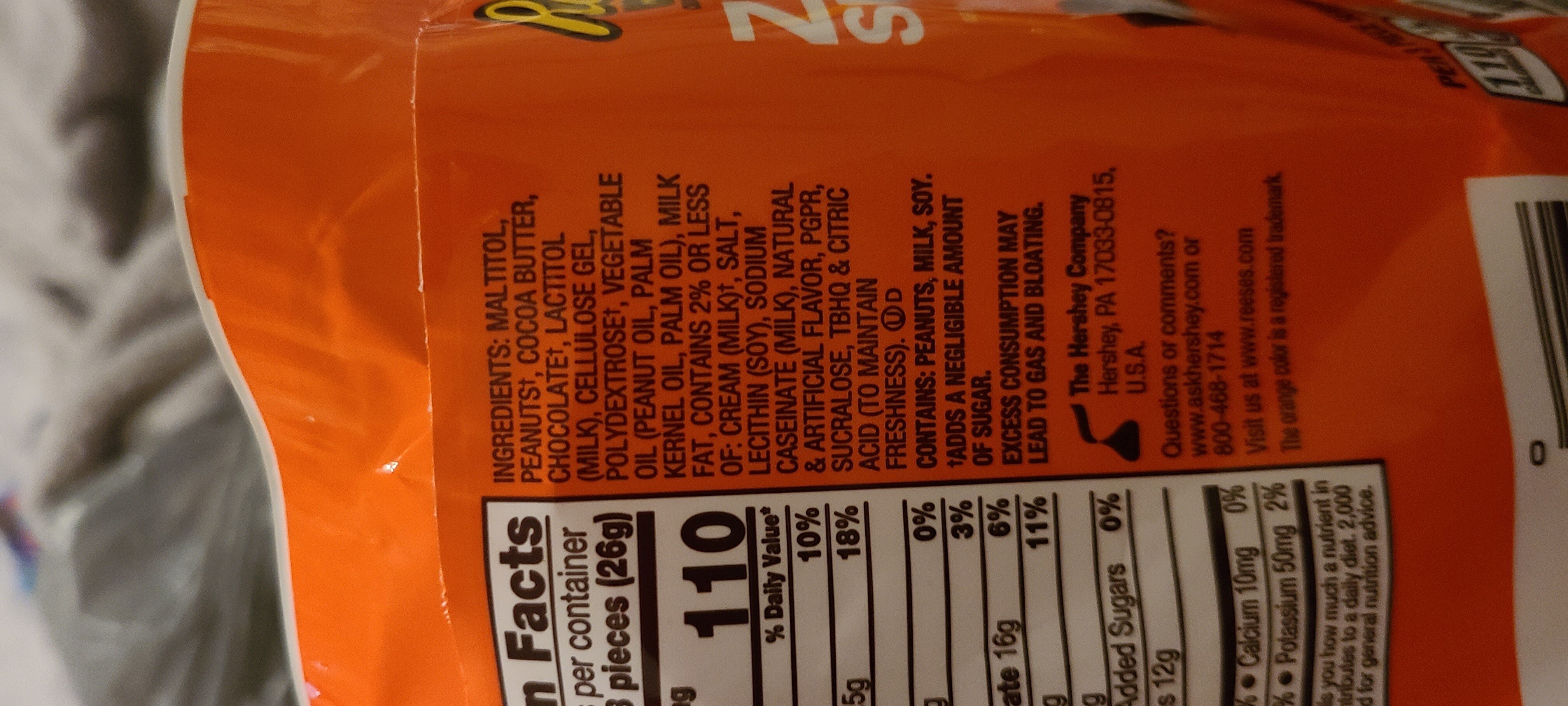 Reese’s Zero Sugar - Ingredients
