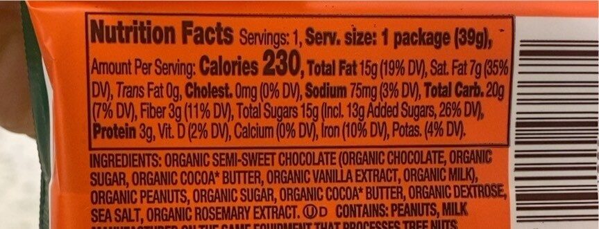 Organic reese’s - Nutrition facts