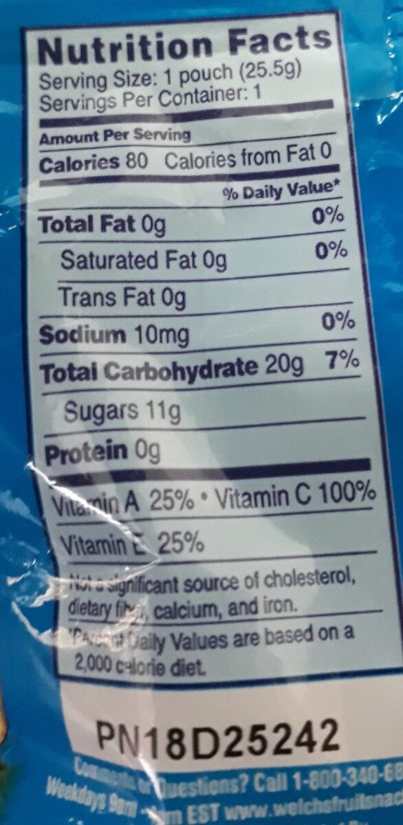 Fruit snacks - Nutrition facts