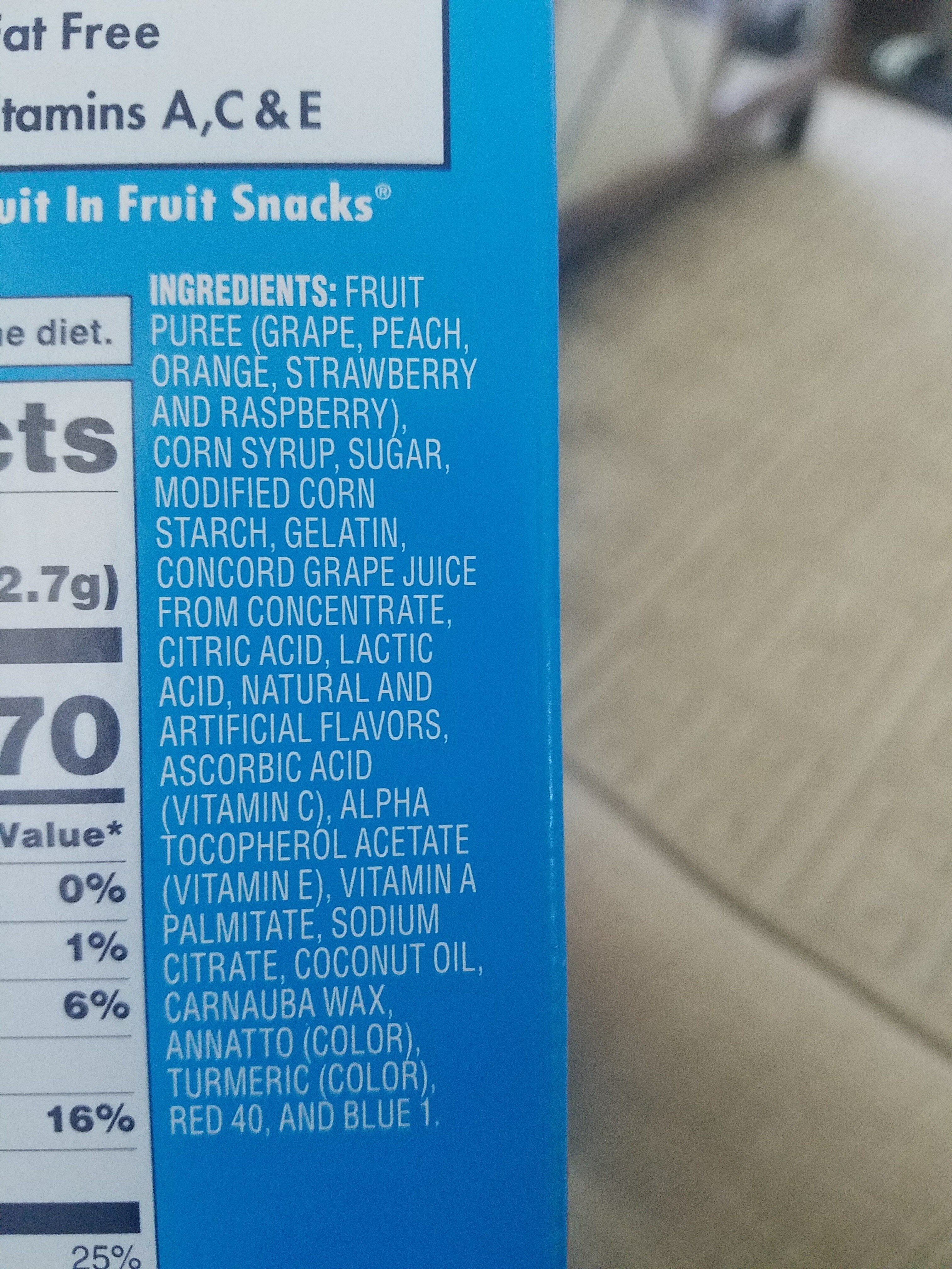 Fruit snacks - Ingredients