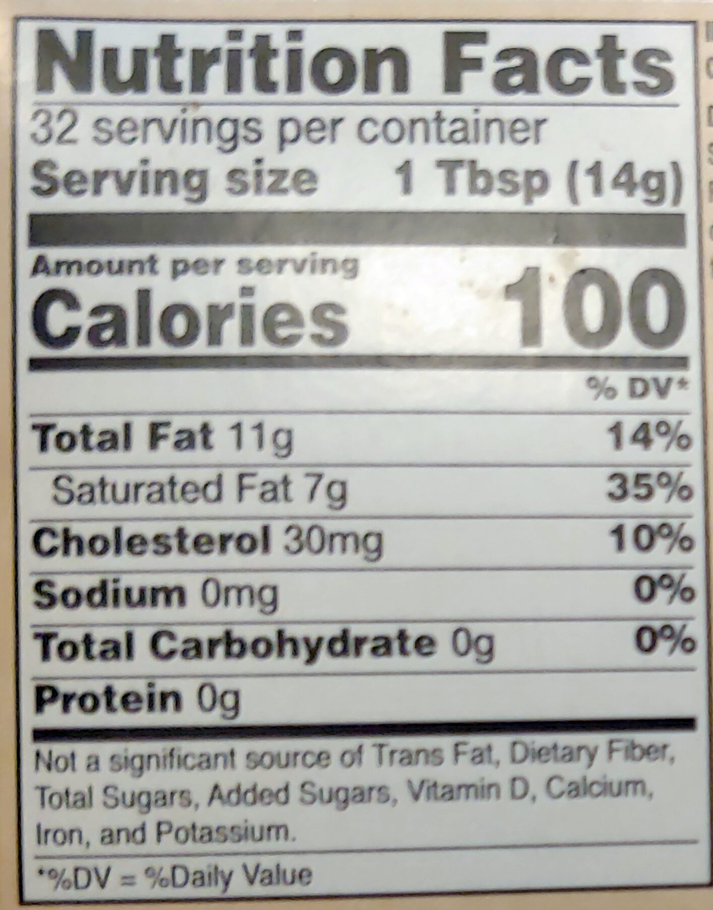 Unsalted Sweet Cream Butter - Nutrition facts