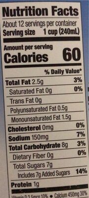 Almond milk original - Nutrition facts
