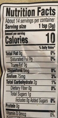 Ranch Mix - Nutrition facts