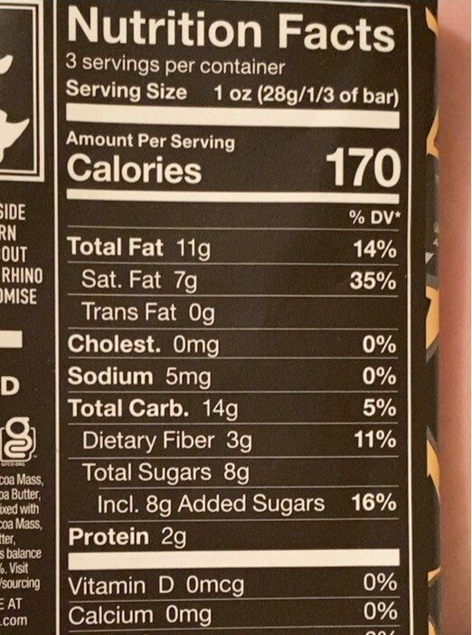 Hazelnut + toffee dark chocolate - Nutrition facts