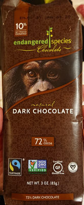 Calories in Endangered Species Chocolate Bold + Silky Dark Chocolate