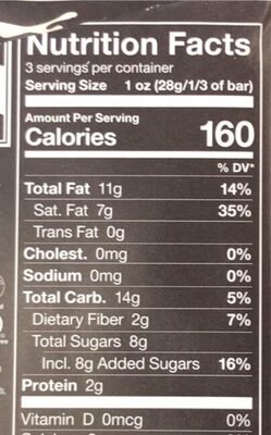 Oat mil dark chocolate - Nutrition facts