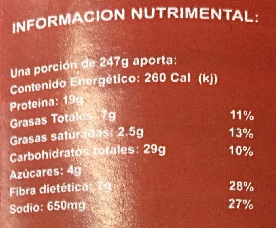 Hormel Chili With Beans - Información nutricional