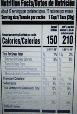 Natural chocolate flavored cereal - Nutrition facts