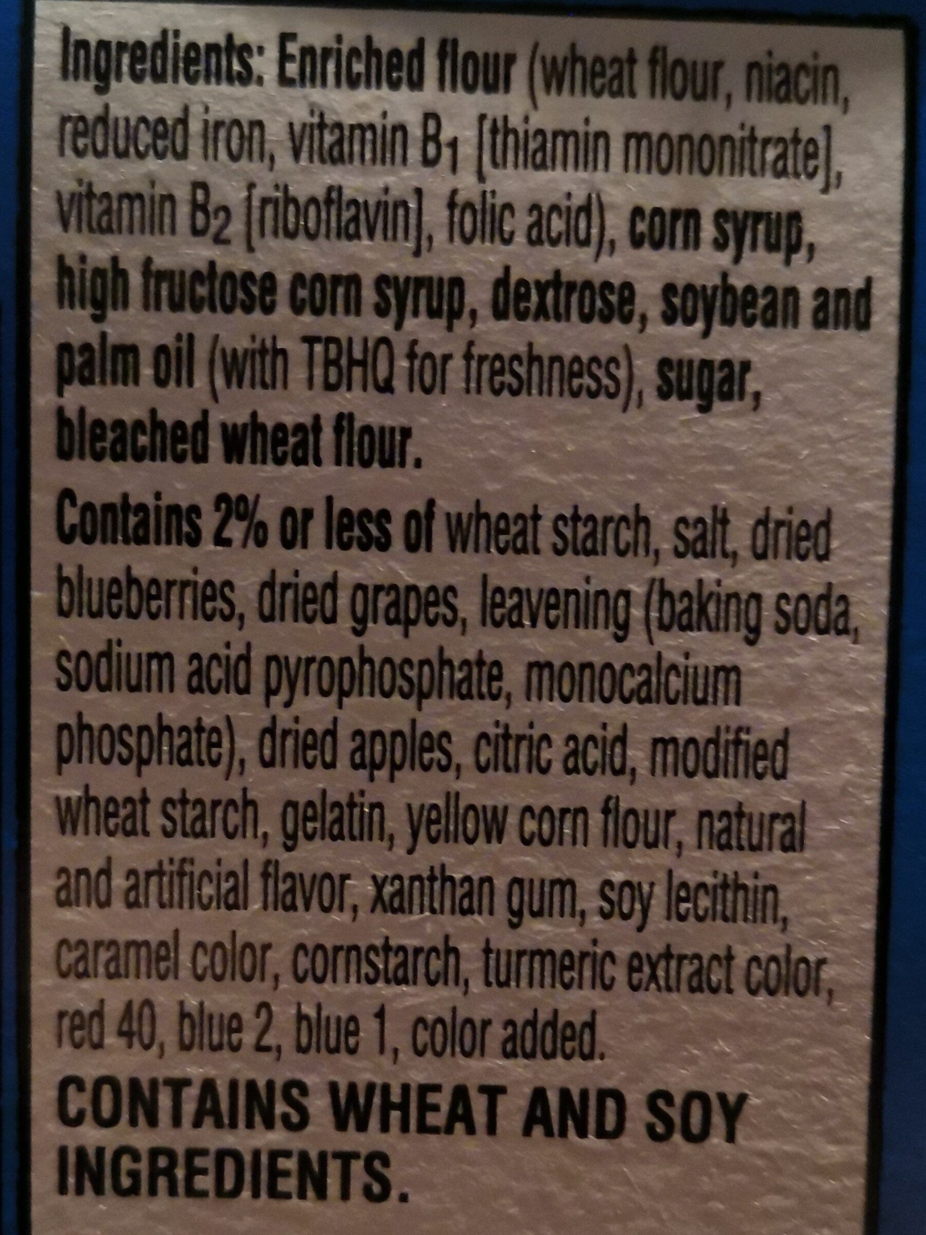 Pop tarts Frosted Blueberry box - Ingredients