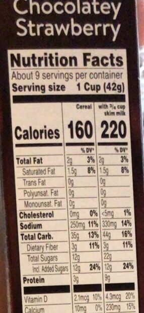 Kellog’s Special K chocolatey strawberry - Nutrition facts