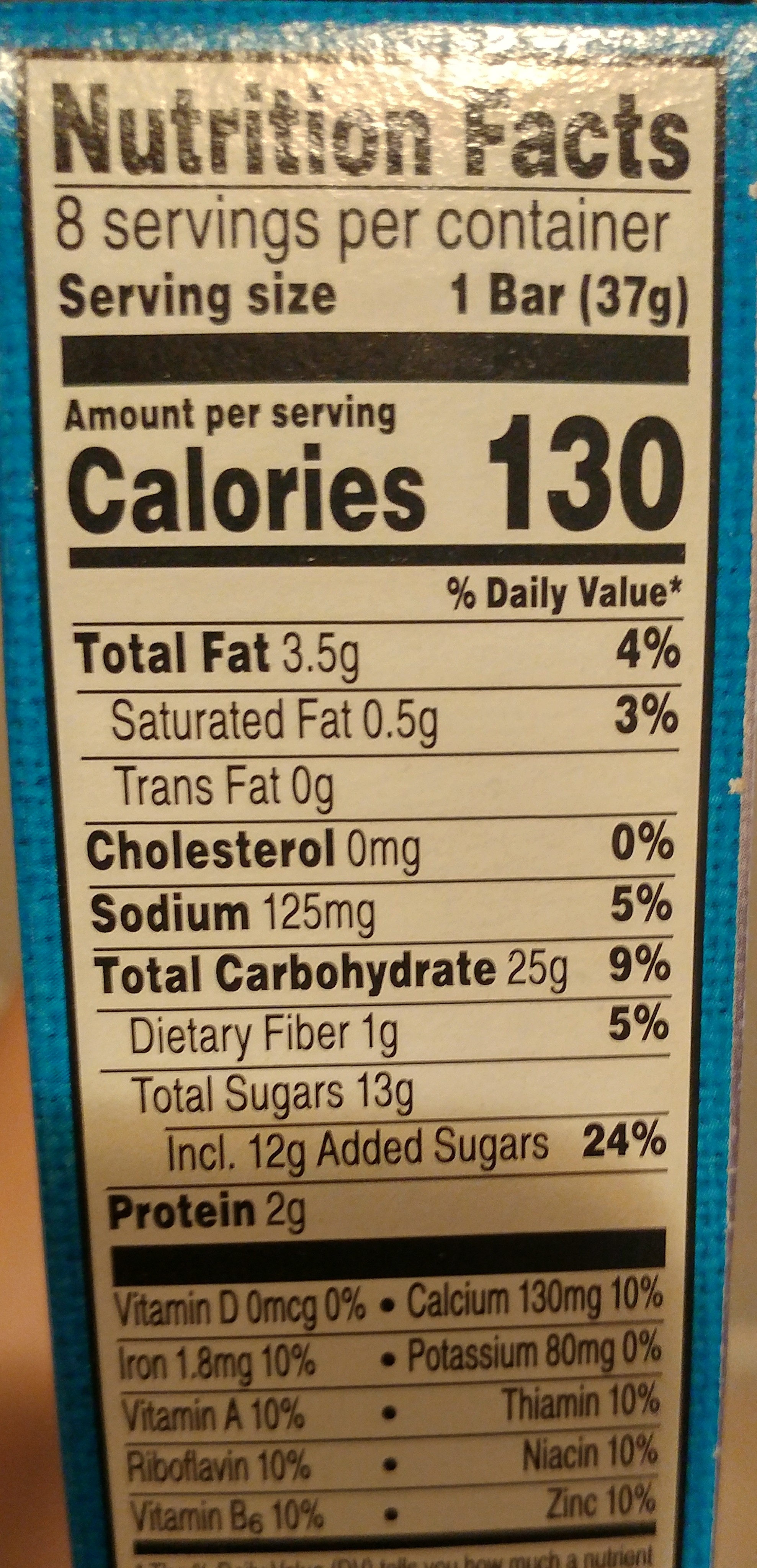 Blueberry soft baked breakfast bars - Nutrition facts