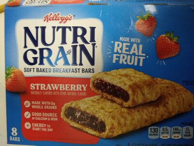 The Kellogg Company , STRAWBERRY FLAVORED SOFT BAKED BREAKFAST BARS, STRAWBERRY, barcode: 0038000359002, has 5 potentially harmful, 7 questionable, and
    5 added sugar ingredients.