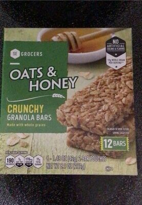 Bi-lo Inc., OATS & HONEY CRUNCHY GRANOLA BARS, OATS & HONEY, barcode: 0038259127896, has 1 potentially harmful, 2 questionable, and
    3 added sugar ingredients.