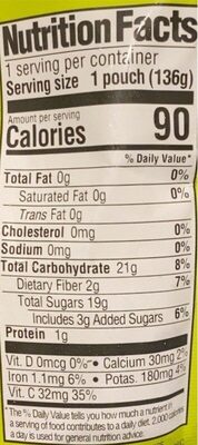 Fruitocracy squeezable fruit pouch - Nutrition facts