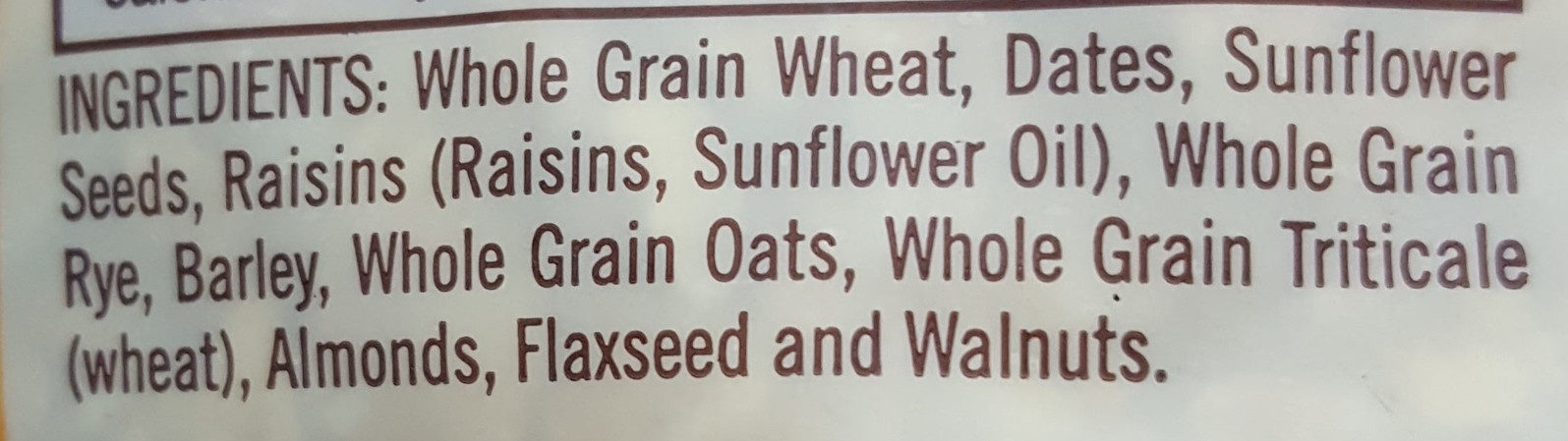 Old country style muesli cereal - Ingredients