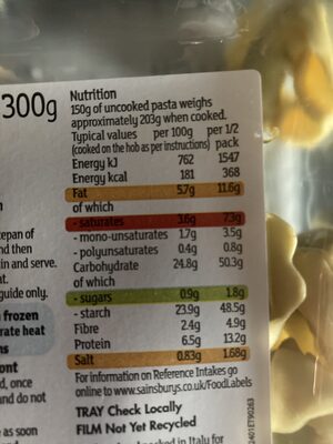 Spinach Ricotta Tortelloni - Nutrition facts