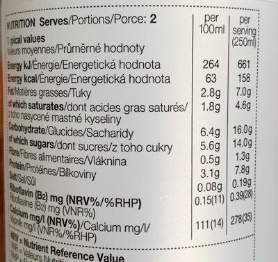 Kefir cherry milk drink - Tableau nutritionnel