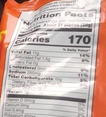 Hot Cheetos - Tableau nutritionnel - en