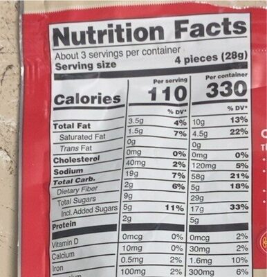 Bites s’mores - Nutrition facts