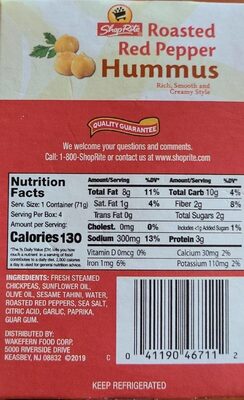 Shoprite roasted red pepper hummus snack packs - Nutrition facts
