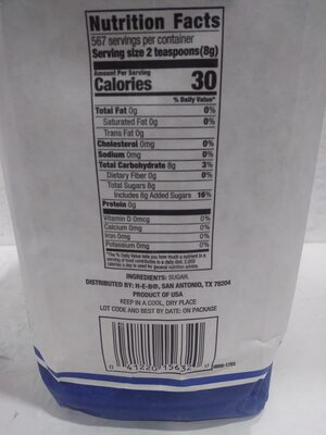 Granulated Sugar - Tableau nutritionnel - en