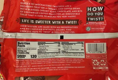 Twisters mochaccino chocolate cookie - Nutrition facts