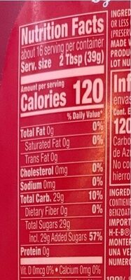 Strawberry syrup - Nutrition facts
