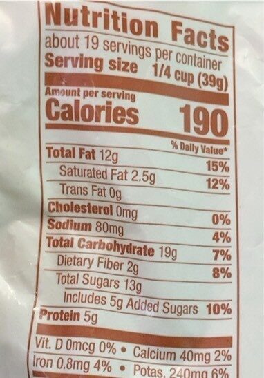 Hit the trail Trail Mix - Nutrition facts