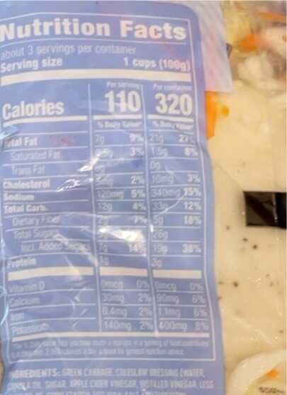 Coleslaw - Nutrition facts