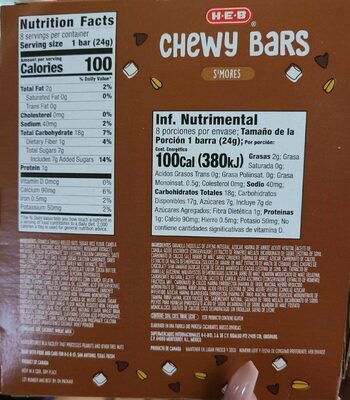 Chewy Bars - Nutrition facts