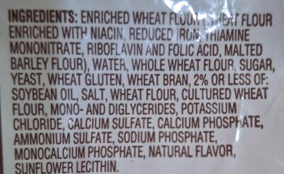 Split top wheat bread - Ingredients